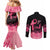 Polynesian Couples Matching Mermaid Dress and Long Sleeve Button Shirts Plumeria Breast Cancer Awareness Survivor Ribbon Pink LT7 - Polynesian Pride