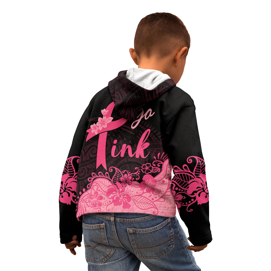 Polynesian Kid Hoodie Plumeria Breast Cancer Awareness Survivor Ribbon Pink LT7 - Polynesian Pride