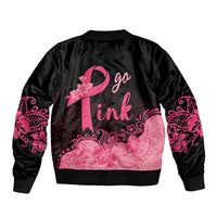Polynesian Sleeve Zip Bomber Jacket Plumeria Breast Cancer Awareness Survivor Ribbon Pink LT7 - Polynesian Pride