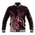 Polynesian Baseball Jacket Breast Cancer RIbbon Butterfly Mix Plumeria Curves Pink LT7 Unisex Black Pink - Polynesian Pride