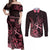 Polynesian Couples Matching Off Shoulder Maxi Dress and Long Sleeve Button Shirts Breast Cancer RIbbon Butterfly Mix Plumeria Curves Pink LT7 Black Pink - Polynesian Pride