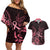 Polynesian Couples Matching Off Shoulder Short Dress and Hawaiian Shirt Breast Cancer RIbbon Butterfly Mix Plumeria Curves Pink LT7 Black Pink - Polynesian Pride