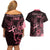 Polynesian Couples Matching Off Shoulder Short Dress and Hawaiian Shirt Breast Cancer RIbbon Butterfly Mix Plumeria Curves Pink LT7 - Polynesian Pride