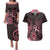 Polynesian Couples Matching Puletasi Dress and Hawaiian Shirt Breast Cancer RIbbon Butterfly Mix Plumeria Curves Pink LT7 Black Pink - Polynesian Pride