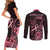 Polynesian Couples Matching Short Sleeve Bodycon Dress and Long Sleeve Button Shirts Breast Cancer RIbbon Butterfly Mix Plumeria Curves Pink LT7 - Polynesian Pride