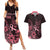 Polynesian Couples Matching Summer Maxi Dress and Hawaiian Shirt Breast Cancer RIbbon Butterfly Mix Plumeria Curves Pink LT7 Black Pink - Polynesian Pride