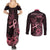 Polynesian Couples Matching Summer Maxi Dress and Long Sleeve Button Shirts Breast Cancer RIbbon Butterfly Mix Plumeria Curves Pink LT7 - Polynesian Pride