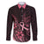 Polynesian Family Matching Summer Maxi Dress and Hawaiian Shirt Breast Cancer RIbbon Butterfly Mix Plumeria Curves Pink LT7 Dad's Shirt - Long Sleeve Black Pink - Polynesian Pride