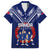 Personalised Samoa Rugby Family Matching Puletasi Dress and Hawaiian Shirt World Cup 2023 Siamupini Siva Tau LT7 Dad's Shirt - Short Sleeve Blue - Polynesian Pride