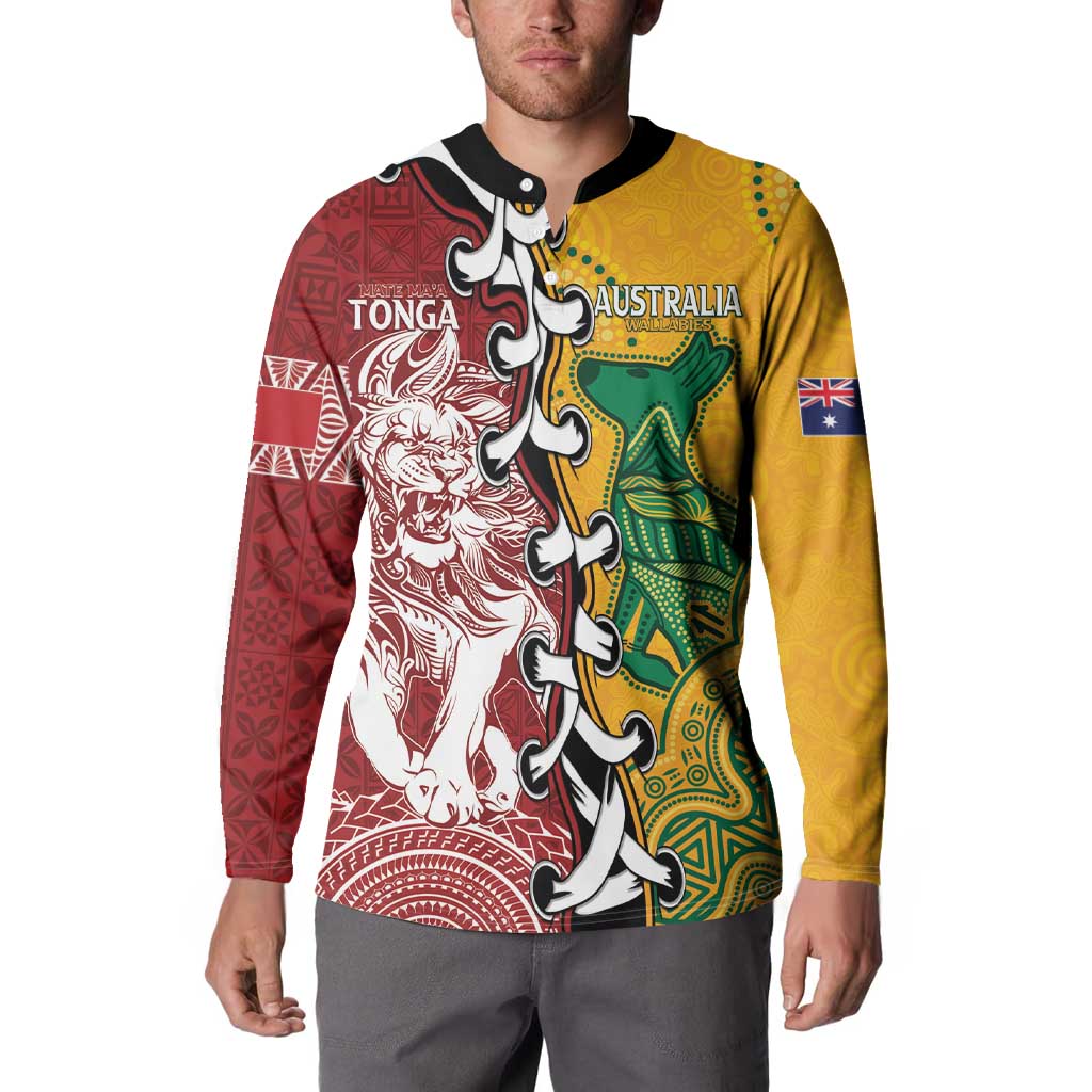 Mate Ma'a Tonga Vs Australia Rugby Personalized Button Sweatshirt Special Mascots