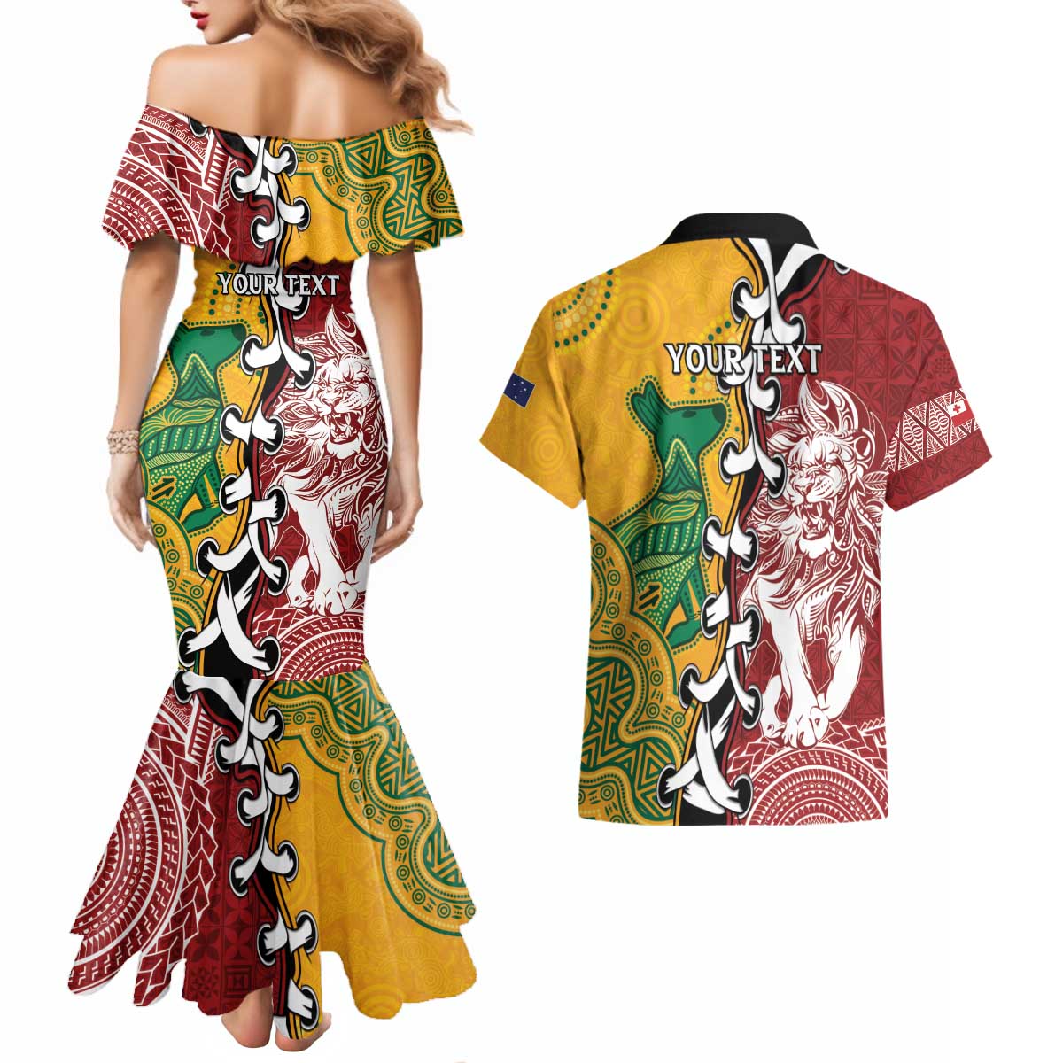 Mate Ma'a Tonga Vs Australia Rugby Personalized Couples Matching Mermaid Dress and Hawaiian Shirt Special Mascots