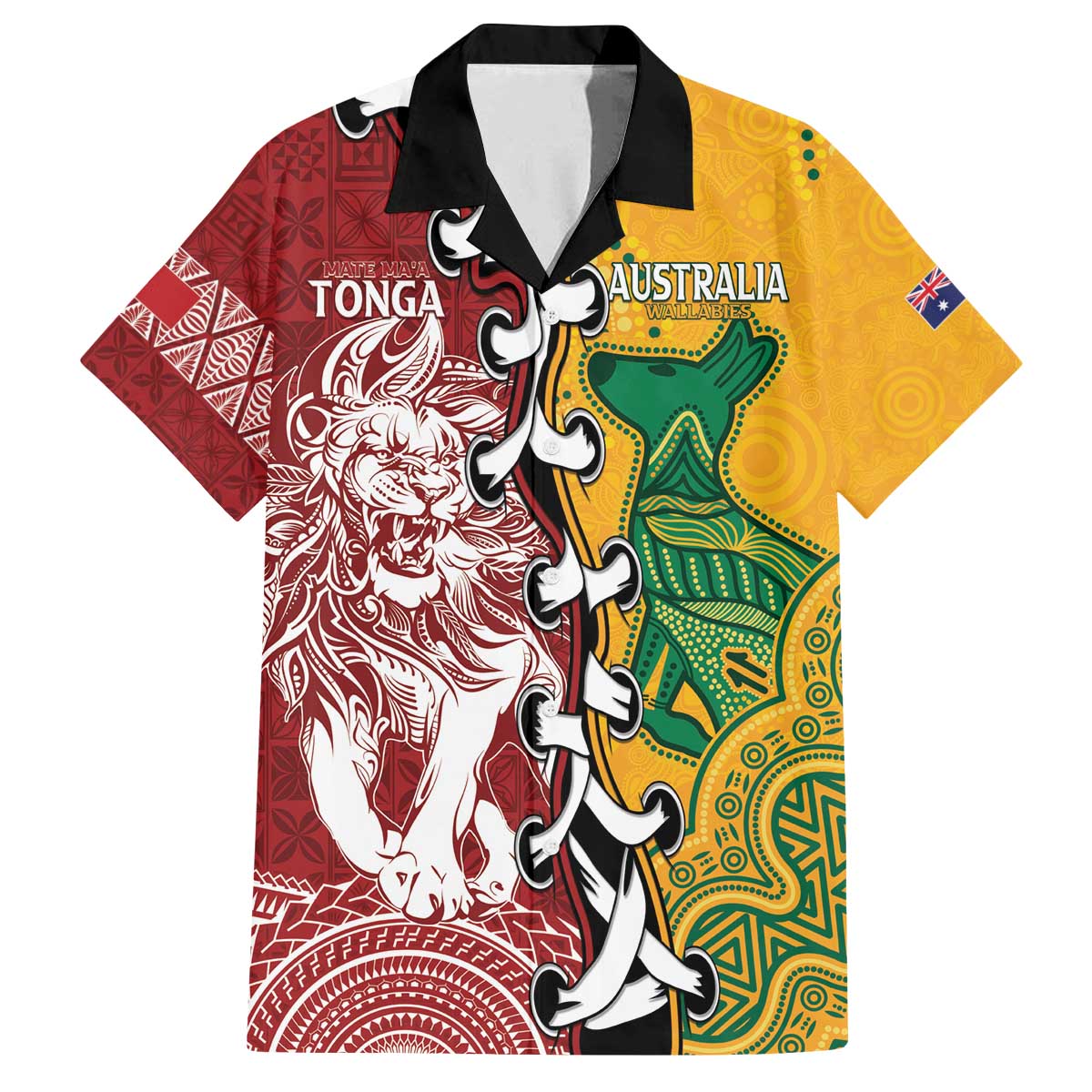 Mate Ma'a Tonga Vs Australia Rugby Personalized Family Matching Off The Shoulder Long Sleeve Dress and Hawaiian Shirt Special Mascots