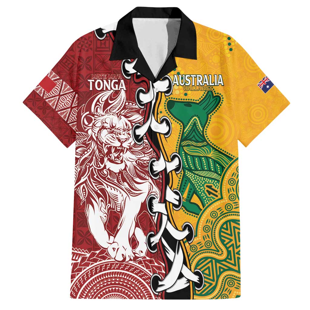 Mate Ma'a Tonga Vs Australia Rugby Personalized Family Matching Off Shoulder Maxi Dress and Hawaiian Shirt Special Mascots