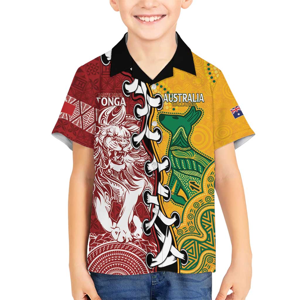 Mate Ma'a Tonga Vs Australia Rugby Personalized Family Matching Off Shoulder Short Dress and Hawaiian Shirt Special Mascots