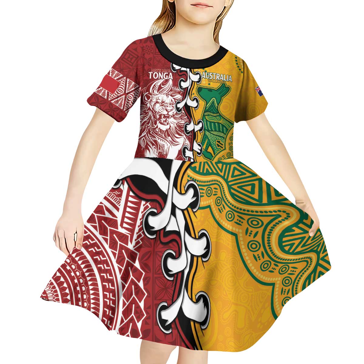 Mate Ma'a Tonga Vs Australia Rugby Personalized Kid Short Sleeve Dress Special Mascots