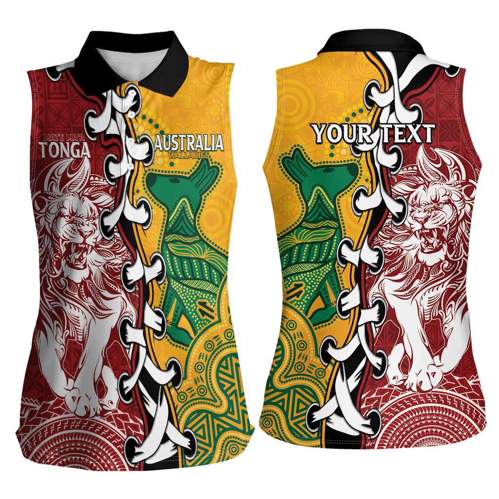 Mate Ma'a Tonga Vs Australia Rugby Personalized Women Sleeveless Polo Shirt Special Mascots