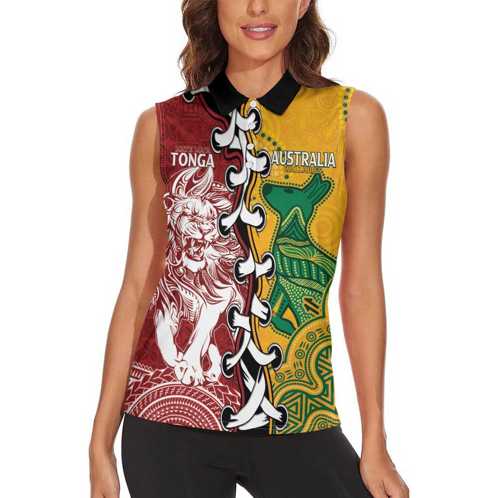 Mate Ma'a Tonga Vs Australia Rugby Personalized Women Sleeveless Polo Shirt Special Mascots