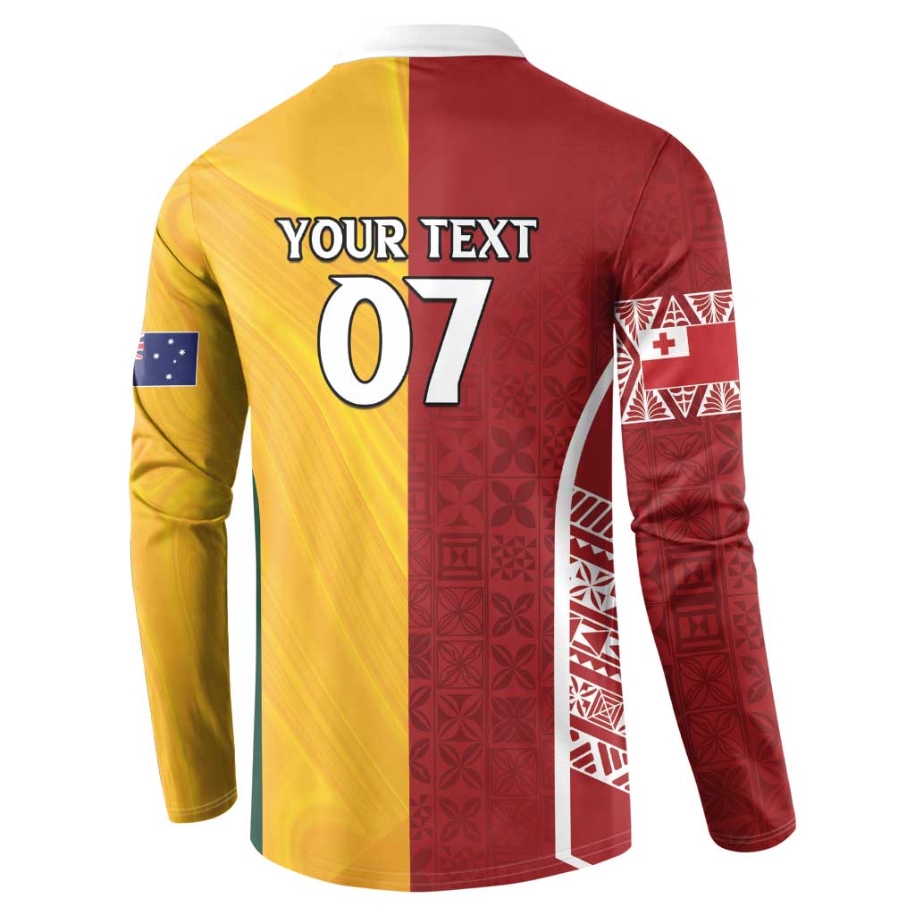 Australia - Tonga Rugby Custom Button Sweatshirt Minimalist Dynamic