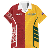 Australia - Tonga Rugby Custom Family Matching Off The Shoulder Long Sleeve Dress and Hawaiian Shirt Minimalist Dynamic LT7 Dad's Shirt - Short Sleeve Colorful - Polynesian Pride