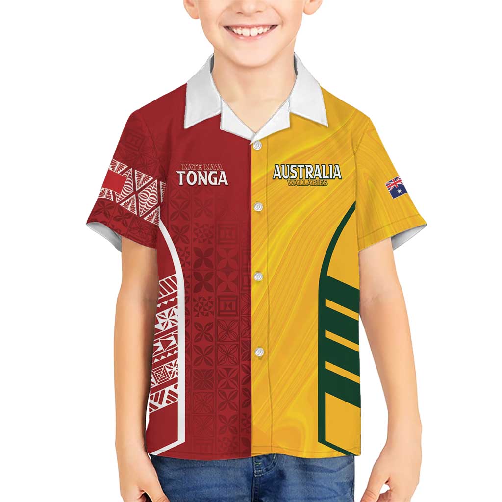 Australia - Tonga Rugby Custom Kid Hawaiian Shirt Minimalist Dynamic