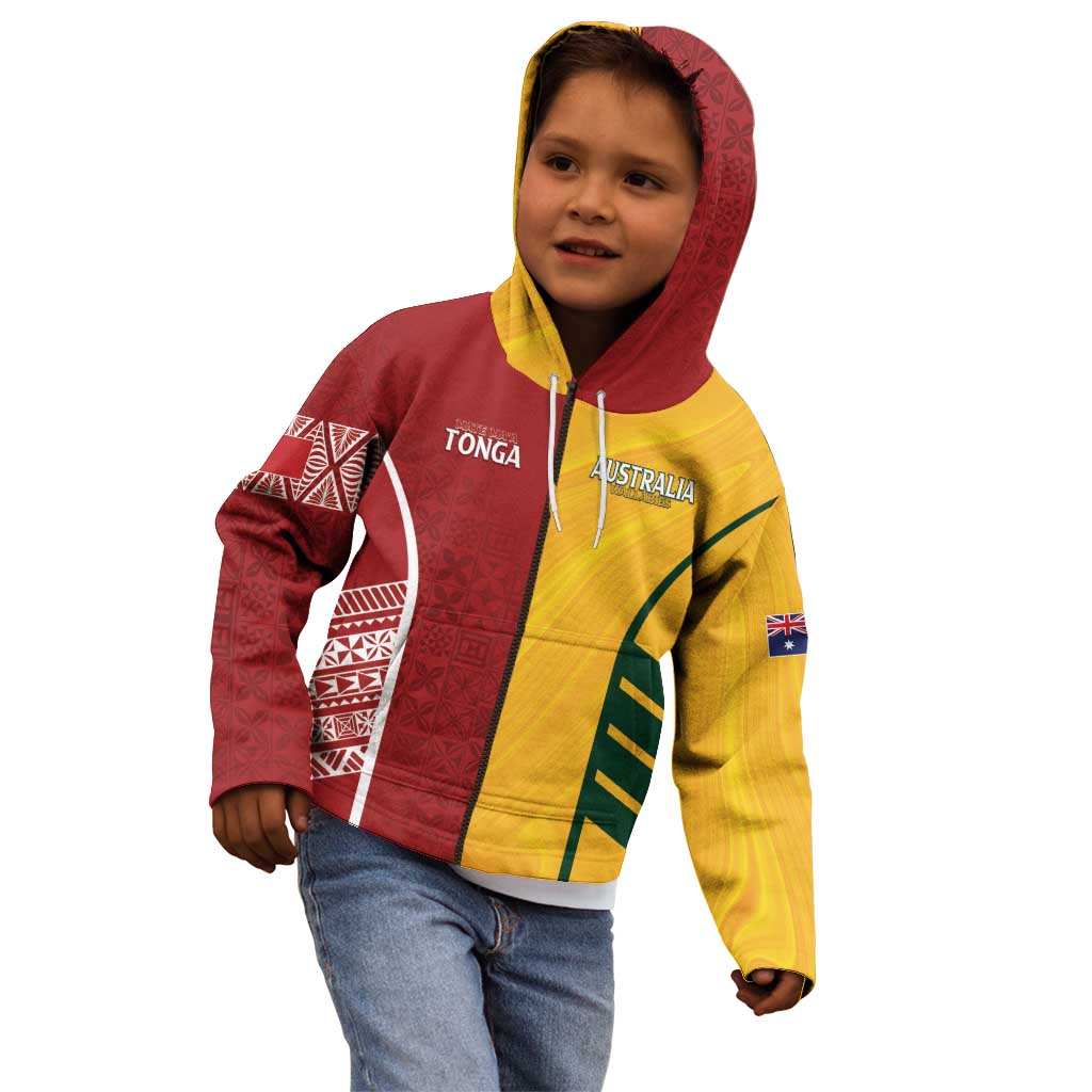 Australia - Tonga Rugby Custom Kid Hoodie Minimalist Dynamic
