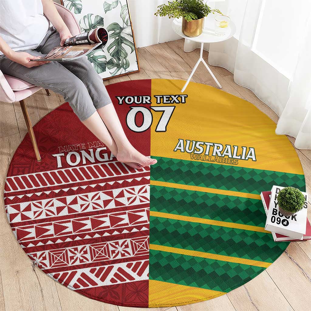 Australia - Tonga Rugby Custom Round Carpet Minimalist Dynamic LT7 - Polynesian Pride