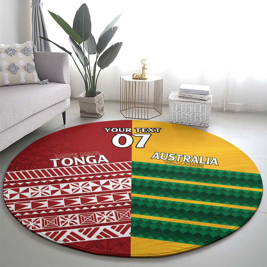Australia - Tonga Rugby Custom Round Carpet Minimalist Dynamic LT7 - Polynesian Pride