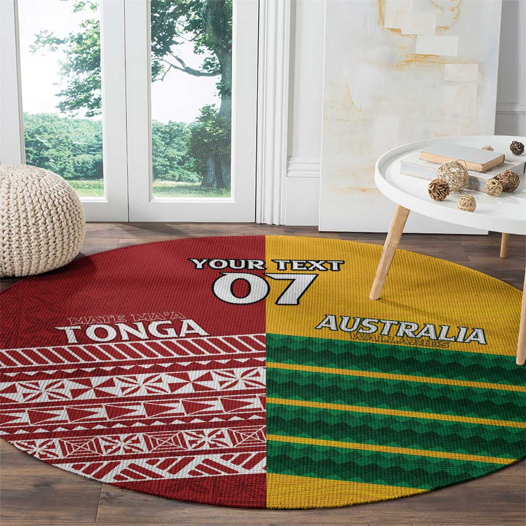 Australia - Tonga Rugby Custom Round Carpet Minimalist Dynamic LT7 - Polynesian Pride
