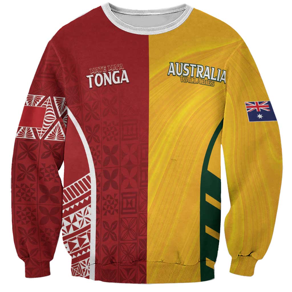 Australia - Tonga Rugby Custom Sweatshirt Minimalist Dynamic