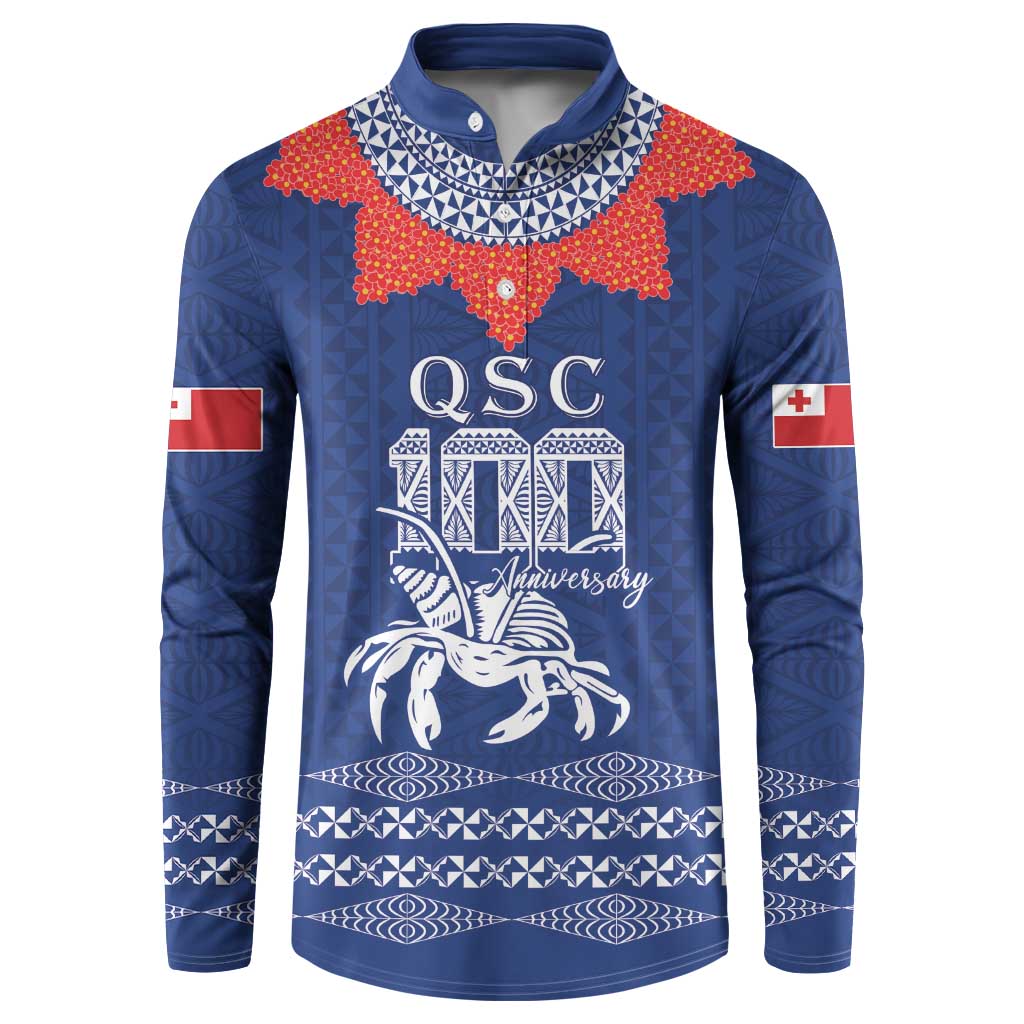 Queen Salote College 100 Years Anniversary Personalized Button Sweatshirt Tonga QSC Royal Blue - Polynesian Pride