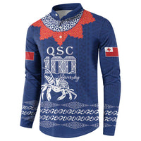 Queen Salote College 100 Years Anniversary Personalized Button Sweatshirt Tonga QSC Royal Blue - Polynesian Pride