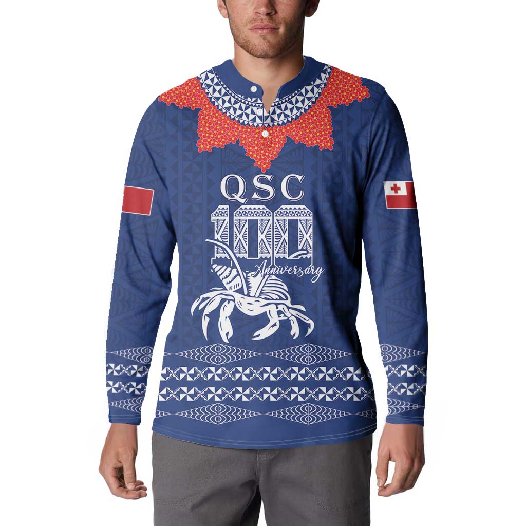 Queen Salote College 100 Years Anniversary Personalized Button Sweatshirt Tonga QSC Royal Blue - Polynesian Pride