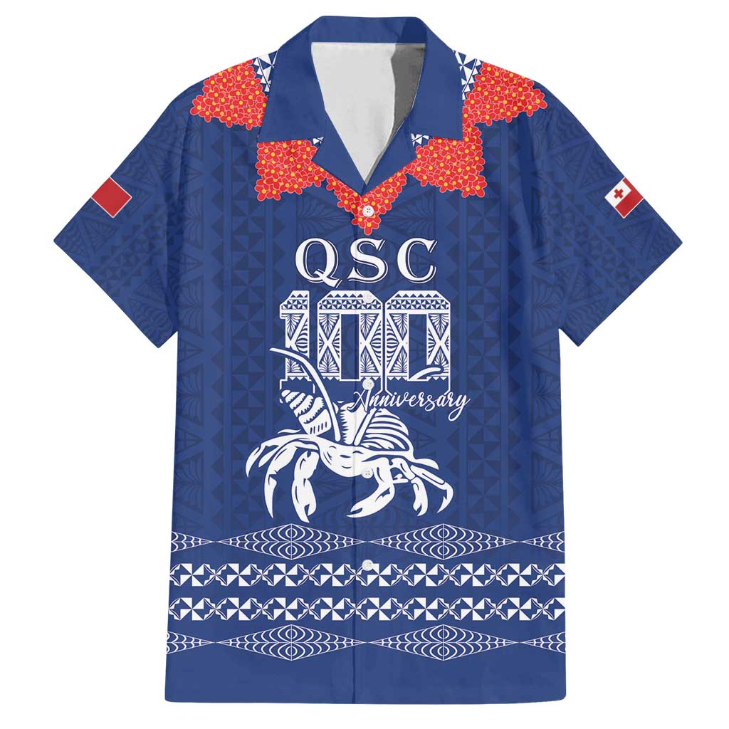 Queen Salote College 100 Years Anniversary Personalized Family Matching Long Sleeve Bodycon Dress and Hawaiian Shirt Tonga QSC Royal Blue - Polynesian Pride