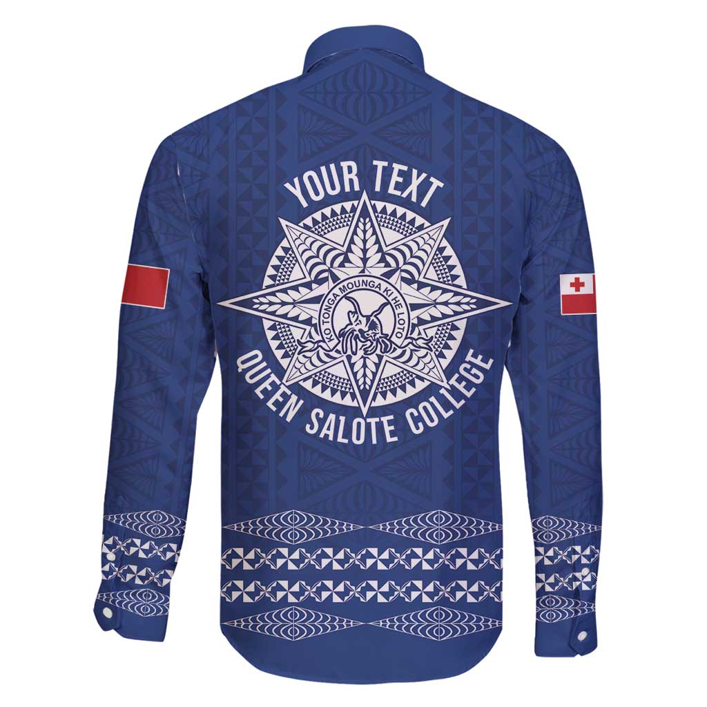 Queen Salote College 100 Years Anniversary Personalized Family Matching Long Sleeve Bodycon Dress and Hawaiian Shirt Tonga QSC Royal Blue - Polynesian Pride