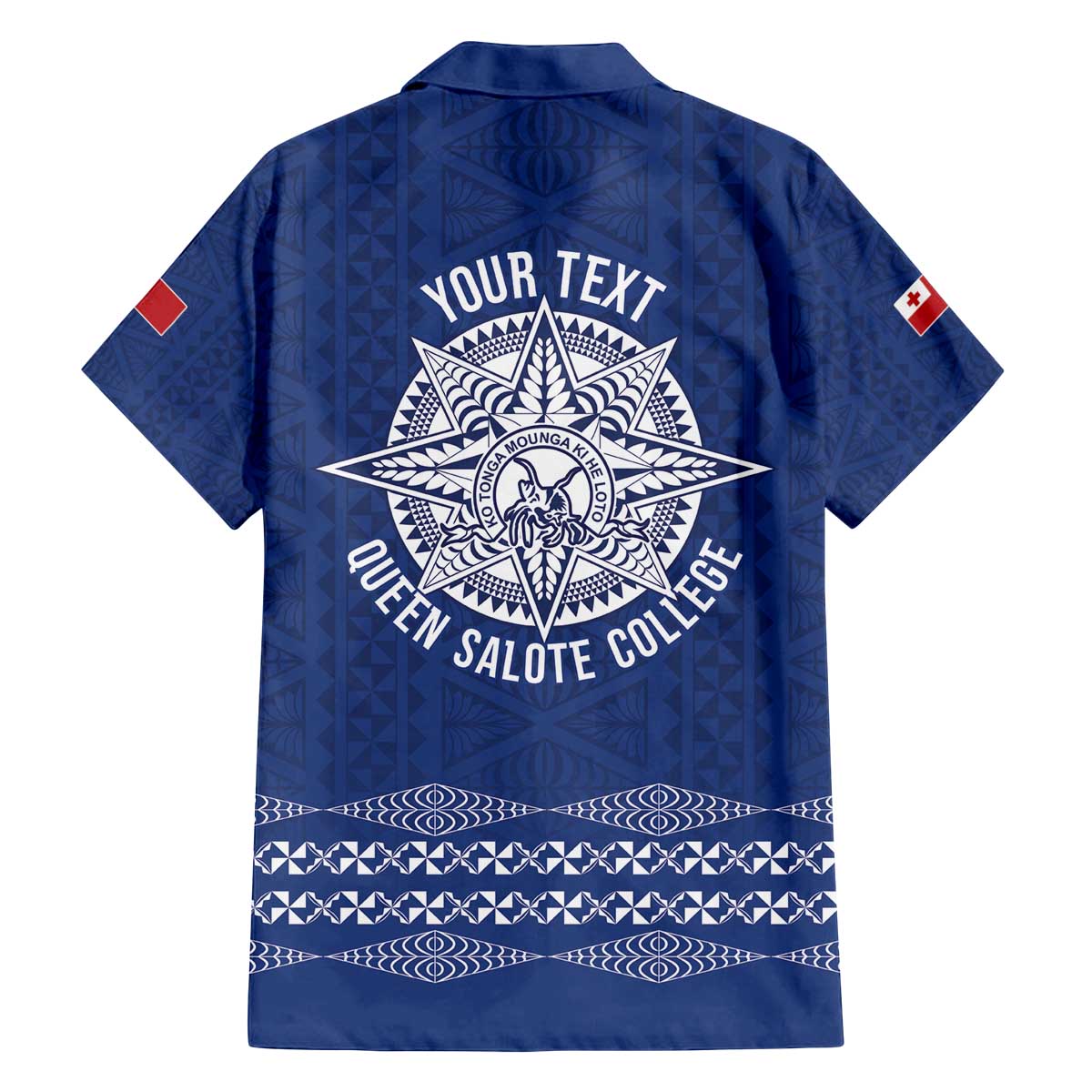 Queen Salote College 100 Years Anniversary Personalized Family Matching Off The Shoulder Long Sleeve Dress and Hawaiian Shirt Tonga QSC Royal Blue - Polynesian Pride