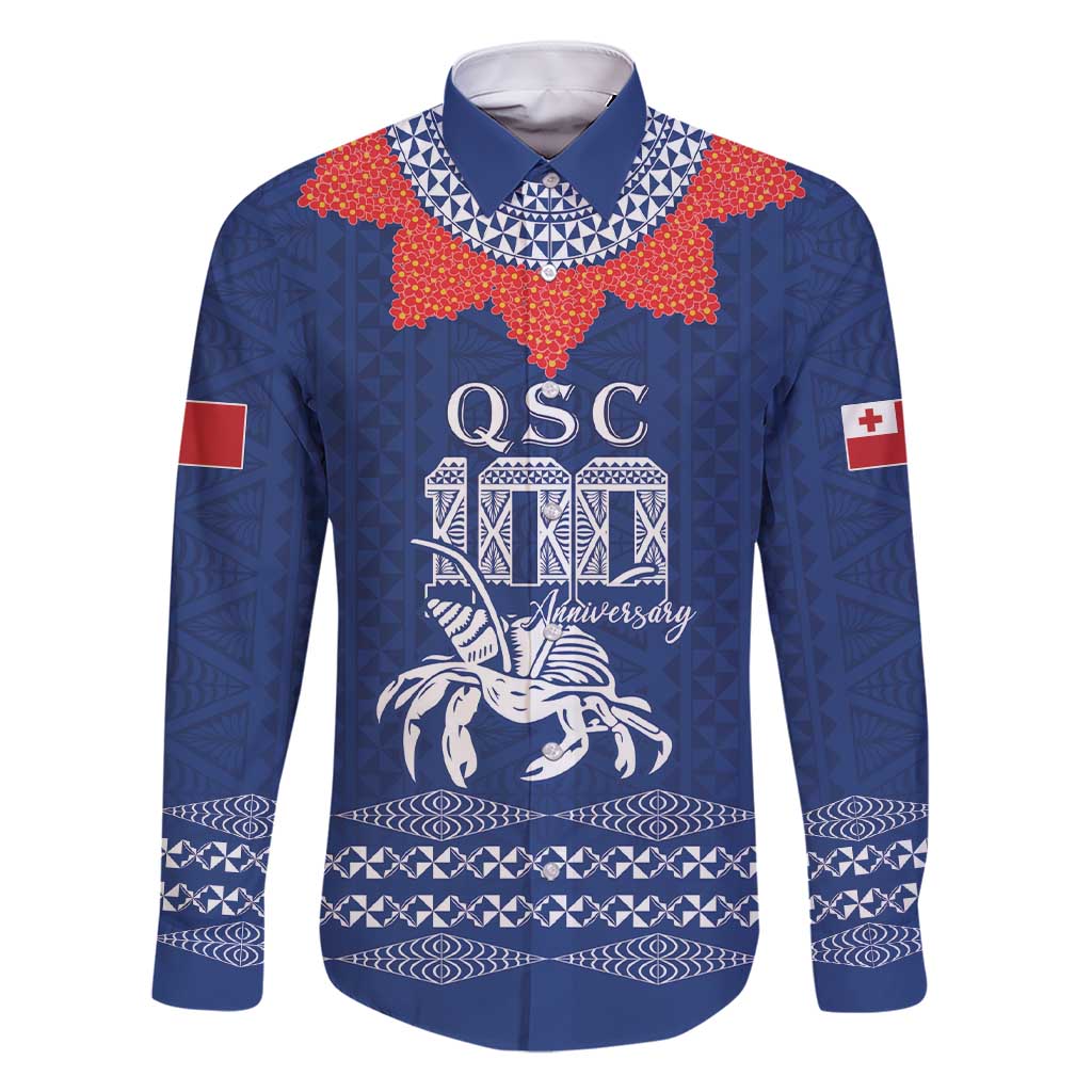 Queen Salote College 100 Years Anniversary Personalized Family Matching Short Sleeve Bodycon Dress and Hawaiian Shirt Tonga QSC Royal Blue - Polynesian Pride