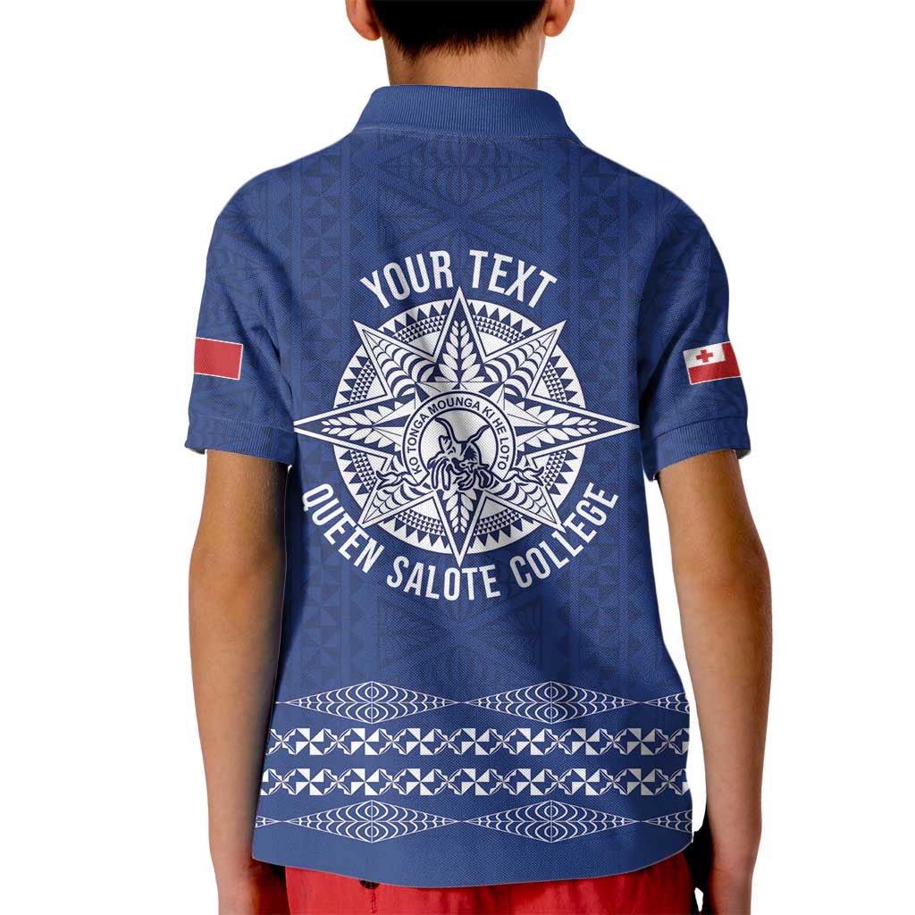 Queen Salote College 100 Years Anniversary Personalized Kid Polo Shirt Tonga QSC Royal Blue - Polynesian Pride