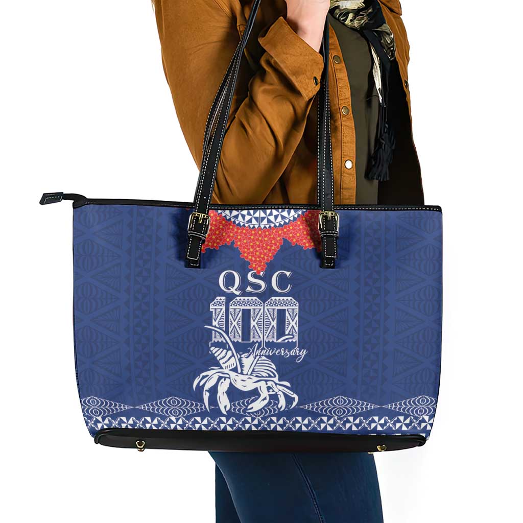 Queen Salote College 100 Years Anniversary Leather Tote Bag Tonga QSC Royal Blue - Polynesian Pride