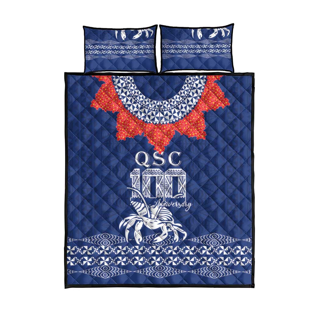 Queen Salote College 100 Years Anniversary Quilt Bed Set Tonga QSC Royal Blue - Polynesian Pride