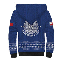 Queen Salote College 100 Years Anniversary Personalized Sherpa Hoodie Tonga QSC Royal Blue - Polynesian Pride