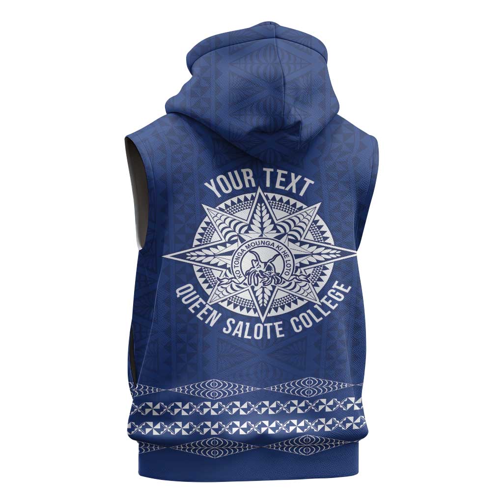 Queen Salote College 100 Years Anniversary Personalized Sleeveless Hoodie Tonga QSC Royal Blue - Polynesian Pride