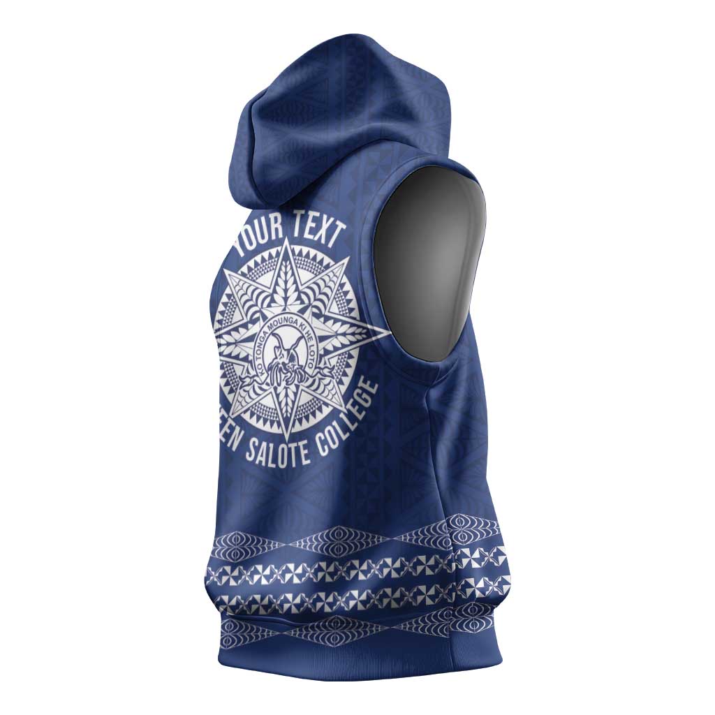Queen Salote College 100 Years Anniversary Personalized Sleeveless Hoodie Tonga QSC Royal Blue - Polynesian Pride