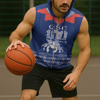 Queen Salote College 100 Years Anniversary Personalized Sleeveless Zip Hoodie Tonga QSC Royal Blue - Polynesian Pride