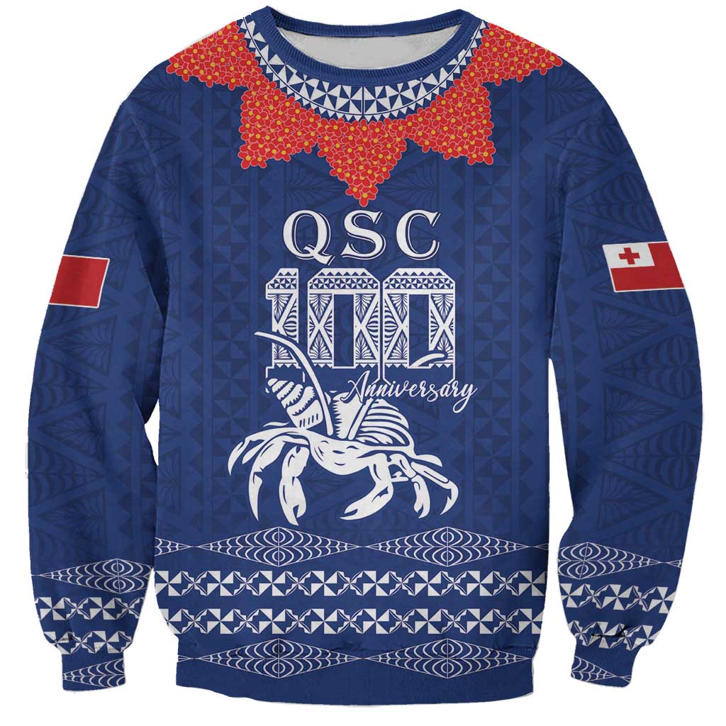 Queen Salote College 100 Years Anniversary Personalized Sweatshirt Tonga QSC Royal Blue - Polynesian Pride