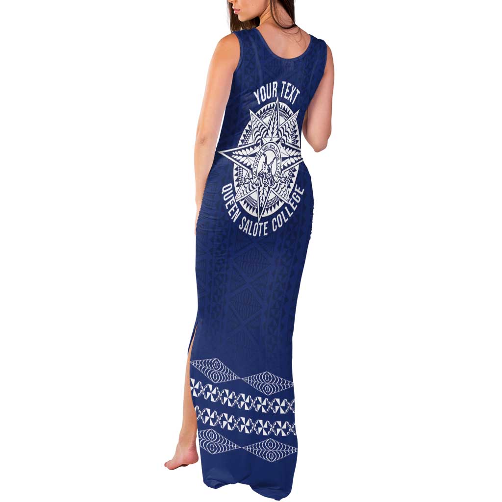 Queen Salote College 100 Years Anniversary Personalized Tank Maxi Dress Tonga QSC Royal Blue - Polynesian Pride