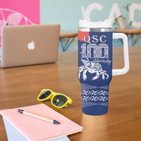 Queen Salote College 100 Years Anniversary Personalized Tumbler With Handle Tonga QSC Royal Blue - Polynesian Pride