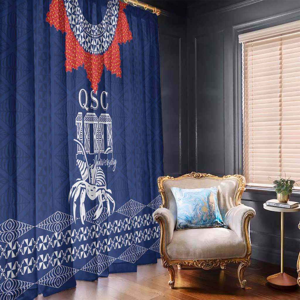 Queen Salote College 100 Years Anniversary Window Curtain Tonga QSC Royal Blue - Polynesian Pride
