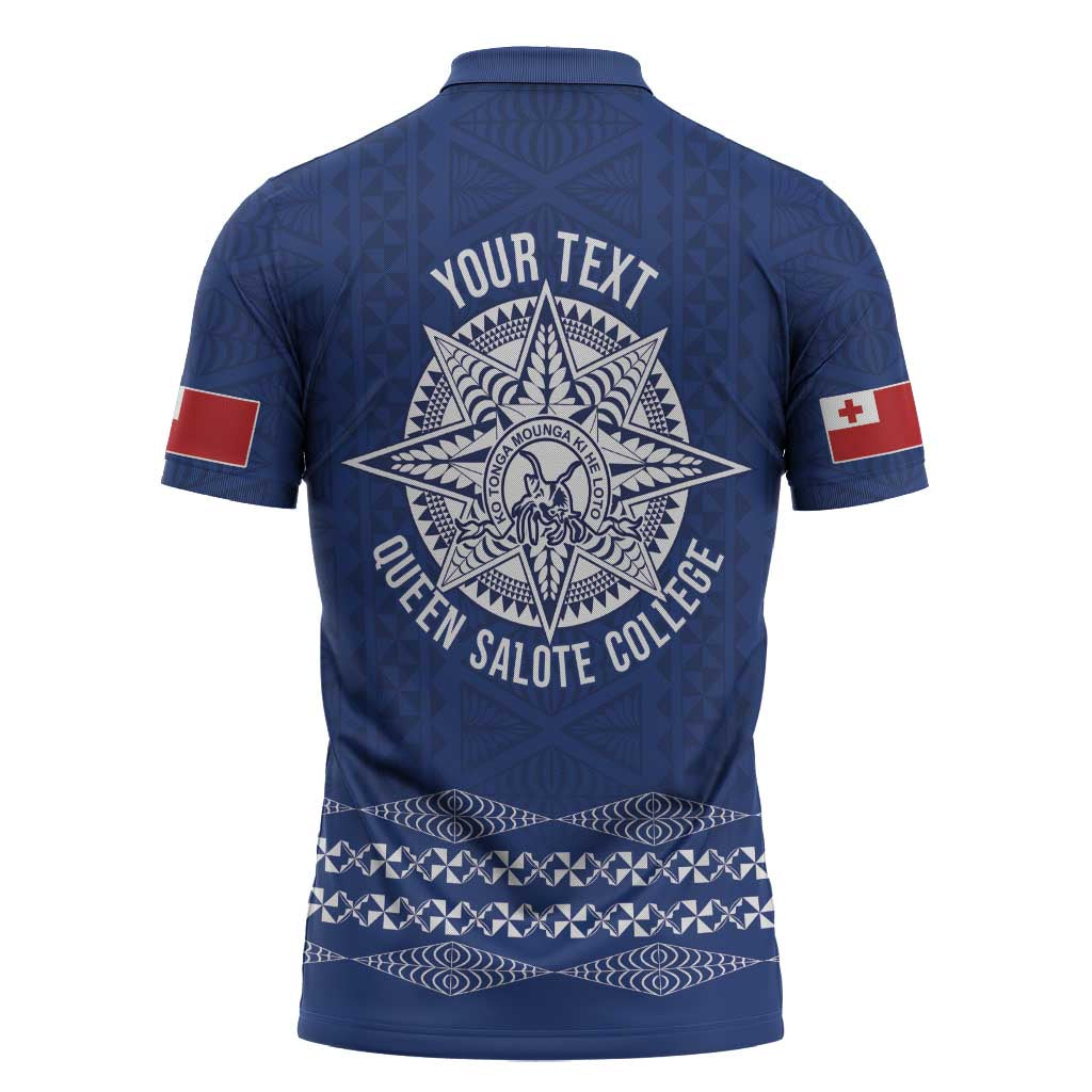 Queen Salote College 100 Years Anniversary Personalized Zipper Polo Shirt Tonga QSC Royal Blue - Polynesian Pride