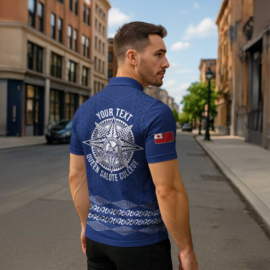 Queen Salote College 100 Years Anniversary Personalized Zipper Polo Shirt Tonga QSC Royal Blue - Polynesian Pride