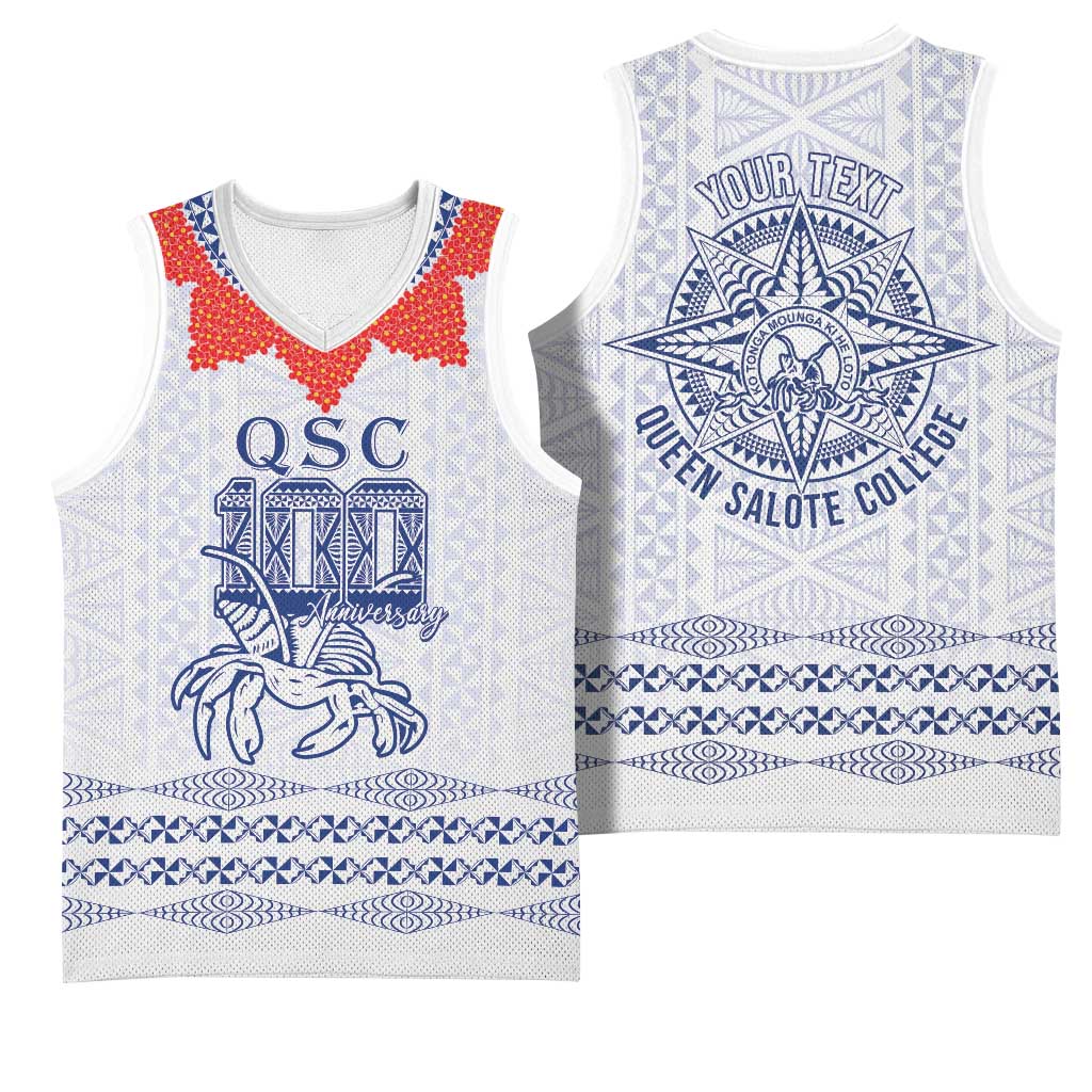 Queen Salote College 100 Years Anniversary Personalized Basketball Jersey Tonga QSC White - Polynesian Pride